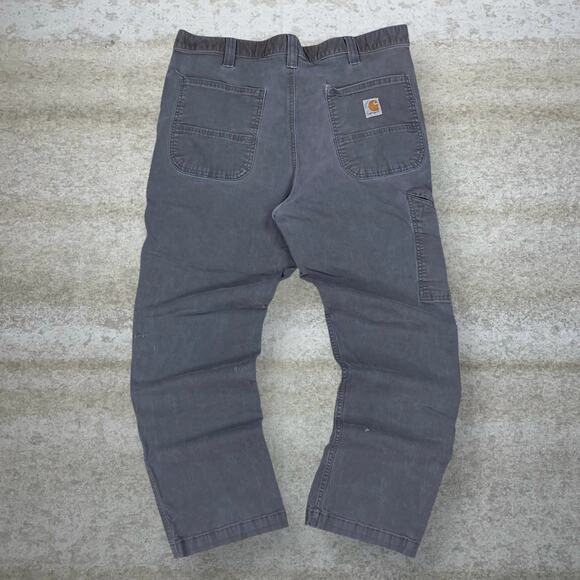 Vintage Carhartt Carpenter Pants Grey Canvas Relaxed Fit Dungarees Painters 90s - Picture 1 of 11